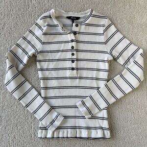 ME+EM, black and white, ribbed, striped, long sleeve top, 4